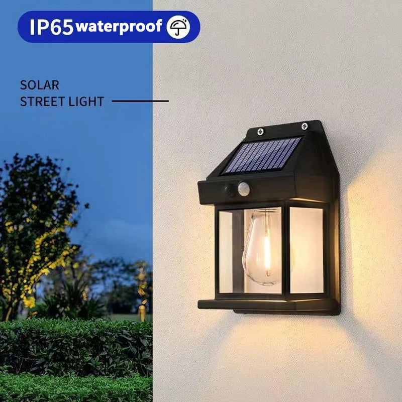 Solar-Powered Motion Sensor LED Wall Light – IP65 Waterproof Outdoor Security Lamp