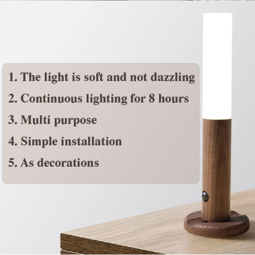 Magnetic Wireless Motion Sensor LED Night Light – Elegant Wood Finish